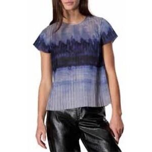 Rag & Bone New York Pleated Tie Dye Short Sleeve Top Women Size L
